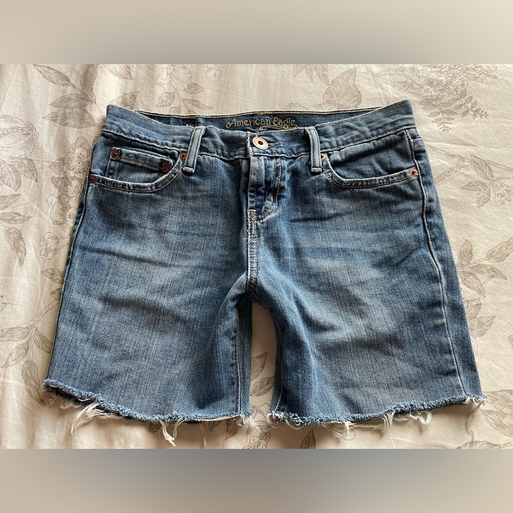 American Eagle Y2K Low Rise Favorite Denim Shorts 4 Jorts Cut Off Micro Mini 00s